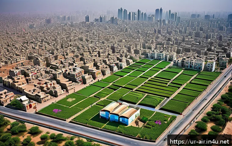 대기오염물질 관리 방안 연구 사례 - A vibrant urban neighborhood in Pakistan featuring modern air quality monitoring stations with digit...