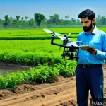 Home 23 대기환경기사 1년 학습 플랜 - A detailed scene of a Pakistani environmental scientist in modest professional attire, working outdo...